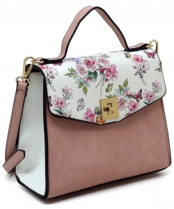 Colorblock Twist Lock Flap Satchel AS2771 FLOWER